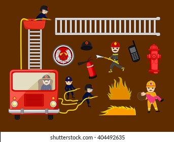 Fire-Brigade Vector Equipments and icons
