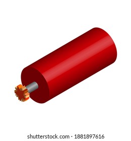 Rastreador ardiendo rojo sobre fondo blanco, imagen isométrica, ilustración vectorial