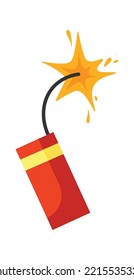 Firecracker with burning wick Party Celebration Element. Vector illustration