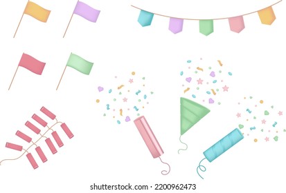 Ilustración aislada de firecracker y confetti. Fiesta, cumpleaños, tarjeta, decoración, papel de confeti. Dibujo de vectores. Estilo dibujado a mano.