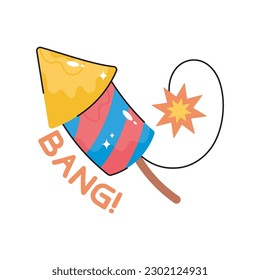 Firecracker doodle Vektorgrafik gefüllt Umriss Symbol. EPS10-Datei