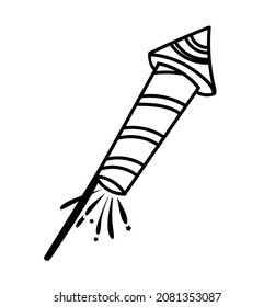 Der Feuerwerkskörper ist ein festliches Weihnachts- und Neujahrsparadies. Vektorgrafik.
