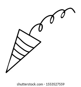 Firecracker festive with confetti hand drawing vector. an isolated object.