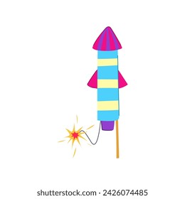 firecracker firework rocket cartoon. fire cracker, new party, gold sparkle firecracker firework rocket sign. isolated symbol vector illustration