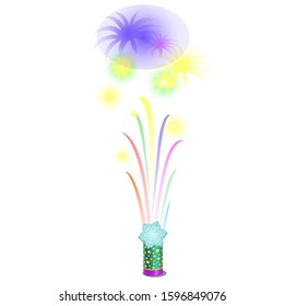 Firecracker, fireworks isolated on a white background. Vector cartoon close-up illustration