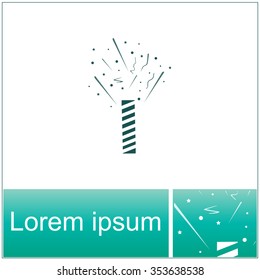 Firecracker with fireworks popping vector icon.