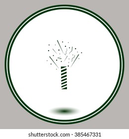 Firecracker with fireworks popping vector icon.