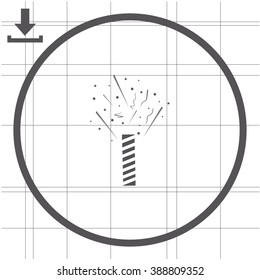 Firecracker with fireworks popping vector icon.