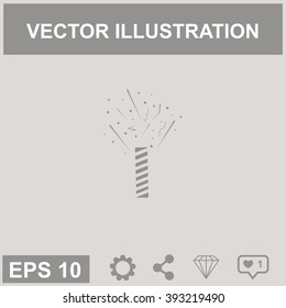 Firecracker with fireworks popping vector icon.
