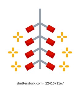 Firecracker flat icon. Festive Chinese New Year firecrackers. Chinese new year holiday celebration and greetings. Vector Illustration.