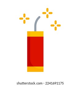 Firecracker flat icon. Festive Chinese New Year firecrackers. Chinese new year holiday celebration and greetings. Vector Illustration.