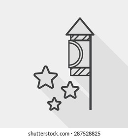 Firecracker flat icon with long shadow, line icon