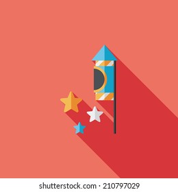 Firecracker flat icon with long shadow,eps10