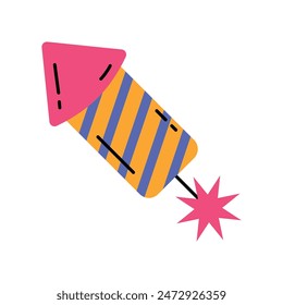 Firecracker in flat style isolated on white background.