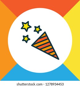 Firecracker icon colored line symbol. Premium quality isolated confetti element in trendy style.