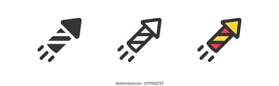 Icono de Firecracker, fuegos artificiales, celebración de vacaciones, símbolo de año nuevo, simple contorno de ilustración vectorial de estilo plano.