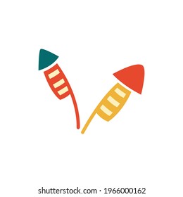 Firecracker icon. Flat design style modern vector illustration. Isolated over white background. Flat icon. Elements in flat design.