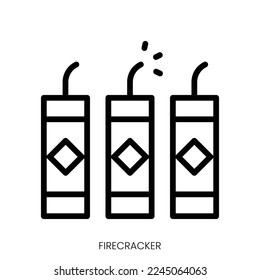 firecracker icon. Line Art Style Design Isolated On White Background