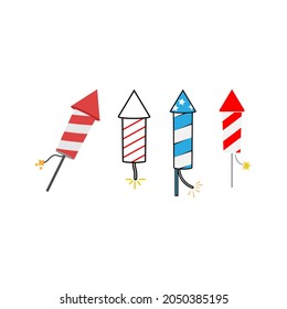 Firecracker icon set design template vector illustration isolated