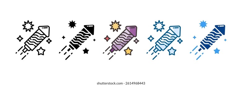 Firecracker Icon Set Multiple Style Collection