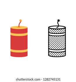 Firecracker icon set, pyrotechnics symbol, vector illustration