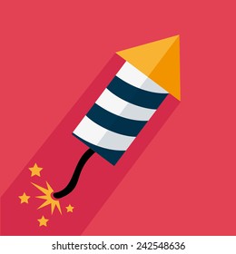  Firecracker icon with shadow on a red background
