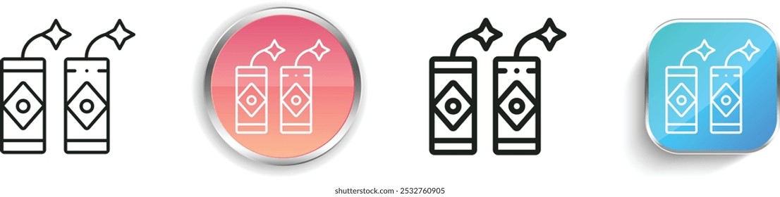 firecracker icon. Thin Linear, Regular and Button Style Design Isolated On White Background