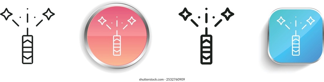 firecracker icon. Thin Linear, Regular and Button Style Design Isolated On White Background
