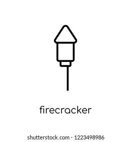 firecracker icon. Trendy modern flat linear vector firecracker icon on white background from thin line Christmas collection, outline vector illustration