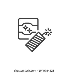 Firecracker line icon. linear style sign for mobile concept and web design. Explosive firecracker outline vector icon. Symbol, logo illustration. Vector graphics