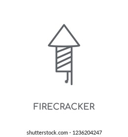 Firecracker linear icon. Modern outline Firecracker logo concept on white background from Christmas collection. Suitable for use on web apps, mobile apps and print media.
