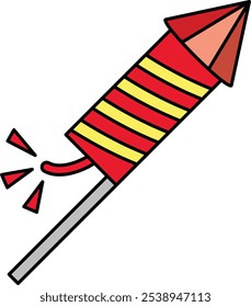 Ícone de Petakhy do foguete que representa a celebração, a festividade e as tradições culturais, perfeito para destacar os festivais, as celebrações do ano novo e as explosões simbólicas da alegria com um vibrante