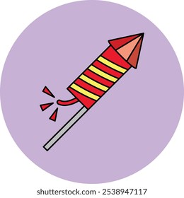 Ícone de Petakhy do foguete que representa a celebração, a festividade e as tradições culturais, perfeito para destacar os festivais, as celebrações do ano novo e as explosões simbólicas da alegria com um vibrante