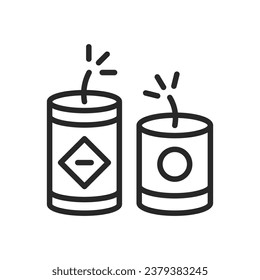 Firecracker Petard Icon. Vector Linear Illustration of Traditional Pyrotechnic Device Used for Celebrations, Festivals, and Events. Symbol of Joyful Noise and Festive Burst.