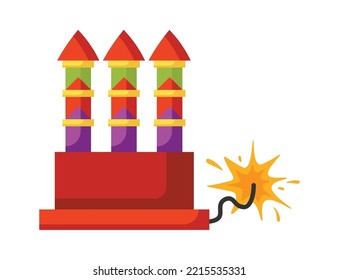 Firecracker rocket with burning wick Party Celebration Element. Vector illustration
