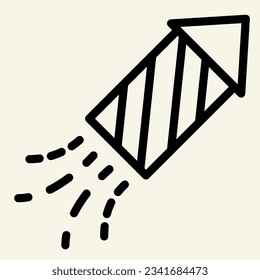 Firecracker rocket line icon. Christmas firework rocket outline style pictogram on white background. New Year and Christmas holidays celebration mobile concept web design. Vector graphics.