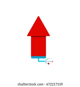 firecracker rocket Vector illustration of Chinese new year celebration in flat style Firework rocket with burning wick