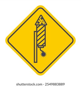 ícone de saudação firecracker no fundo amarelo. sinal de estrada do carro