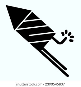 Firecracker solid icon. Burning firework vector illustration isolated on white. Festival rocket glyph style design, designed for web and app. Eps 10