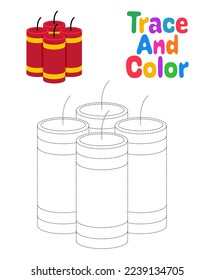 Firecracker tracing worksheet for kids