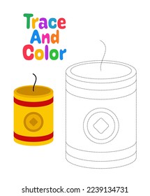 Firecracker tracing worksheet for kids
