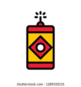 Firecracker vector, Chinese lunar new year filled outline style icon 