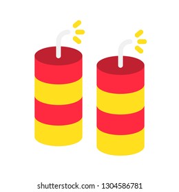 Firecracker vector, Chinese lunar new year flat design icon
