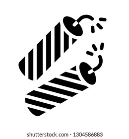 Firecracker vector, Chinese lunar new year line design icon