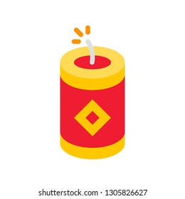 Firecracker vector, Chinese lunar new year flat design icon