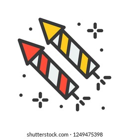 Firecracker vector icon, filled outline design editable stroke