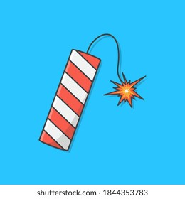 Firecracker Vector Icon Illustration. Sparkler Flat Icon
