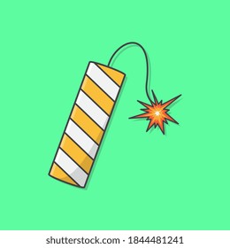Firecracker Vector Icon Illustration. Sparkler Flat Icon