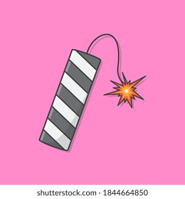 Firecracker Vector Icon Illustration. Sparkler Flat Icon
