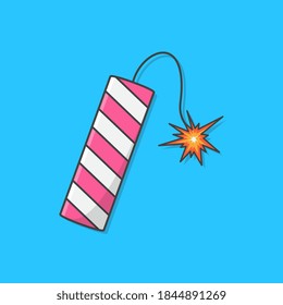 Firecracker Vector Icon Illustration. Sparkler Flat Icon